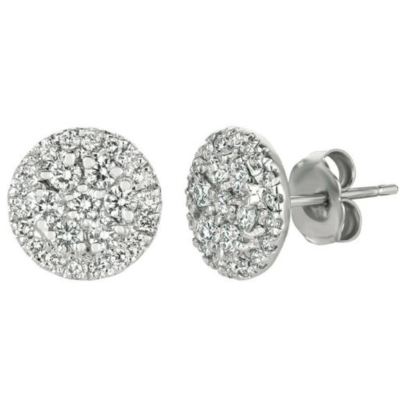 0.75 Carat Natural Diamond Round Earrings G SI 14K White Gold
